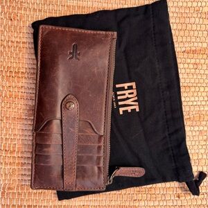 Frye Dark Brown Leather Card Holder